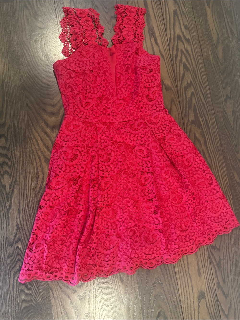 Adelyn Rae Red Floral Lace Party Dress - Picture 1 of 4